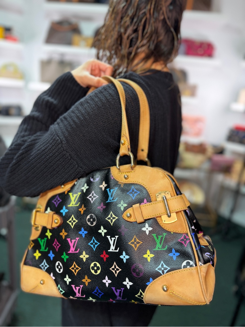 LV Black Multicolor Bowler Bag